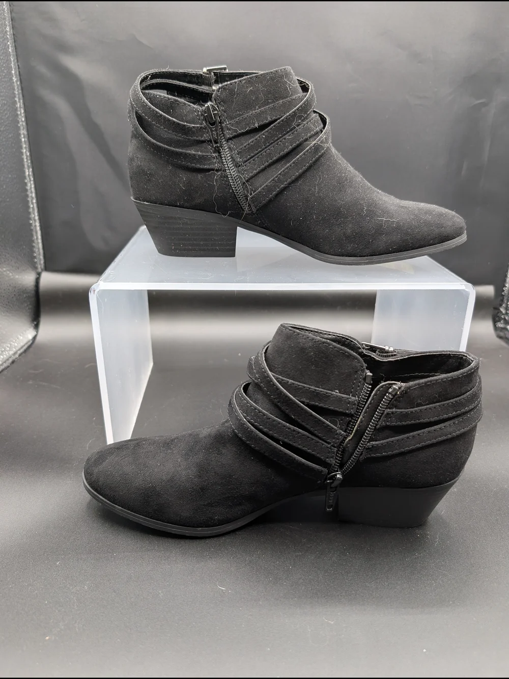 Style & Co. Black Ankle Booties with Triple Buckle Straps